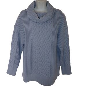 Haven Well Within Women's XL Blue Cable Knit Cowl Neck Sweater Oversized